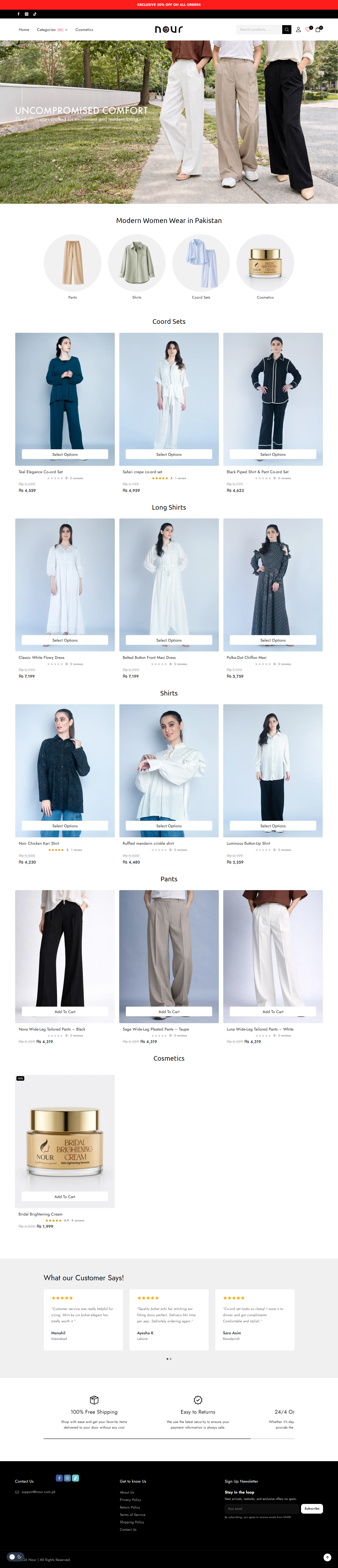 Complete Nour e-commerce homepage